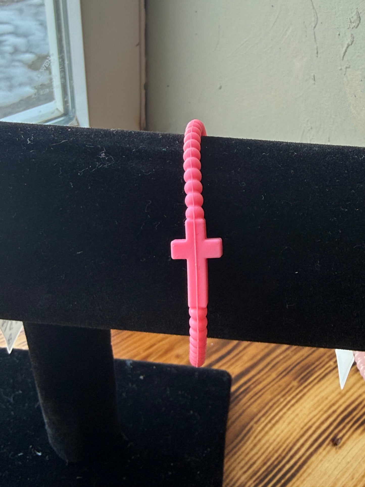 Hot Pink Cross Bracelet
