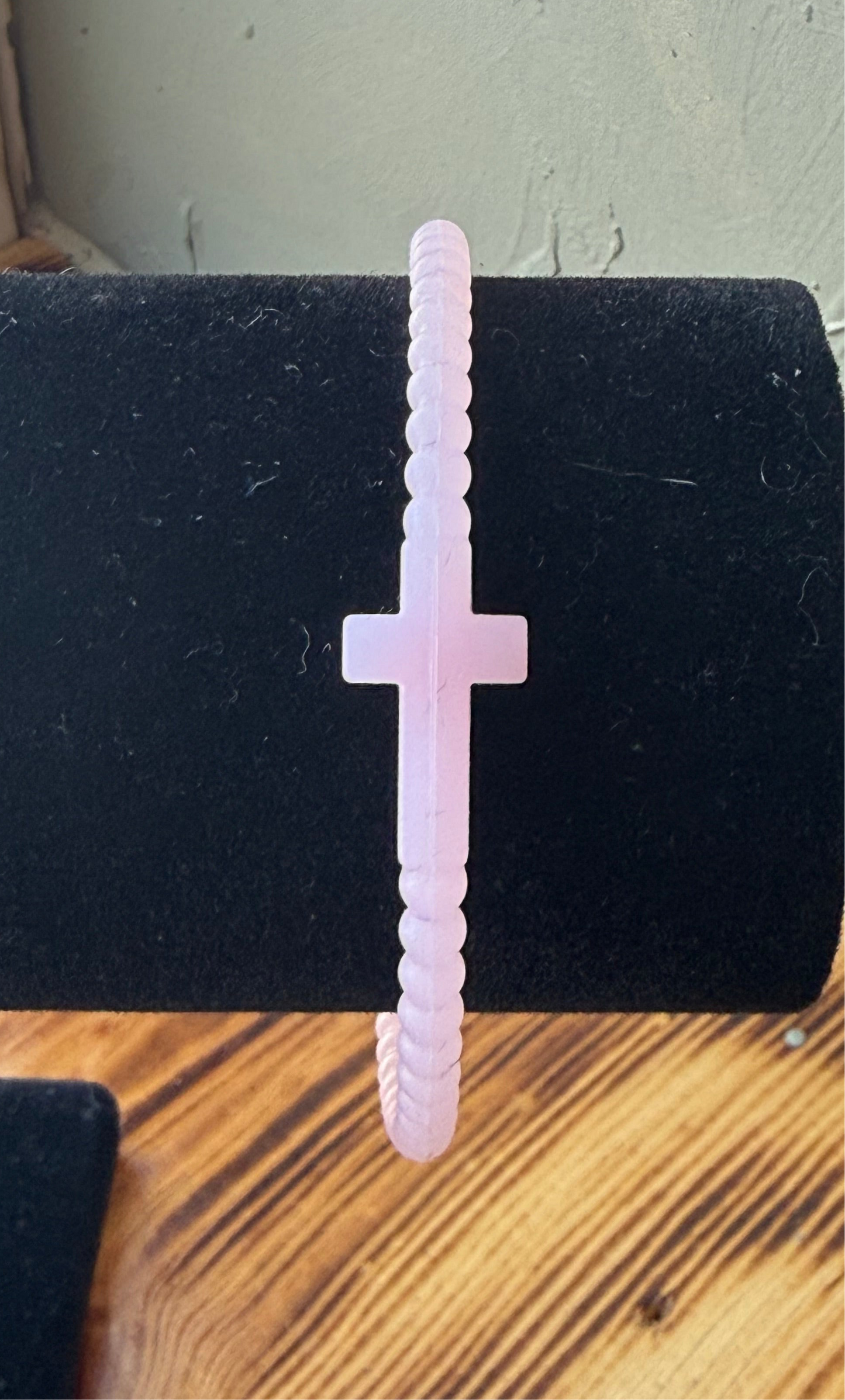 Clear Pink Cross Bracelet