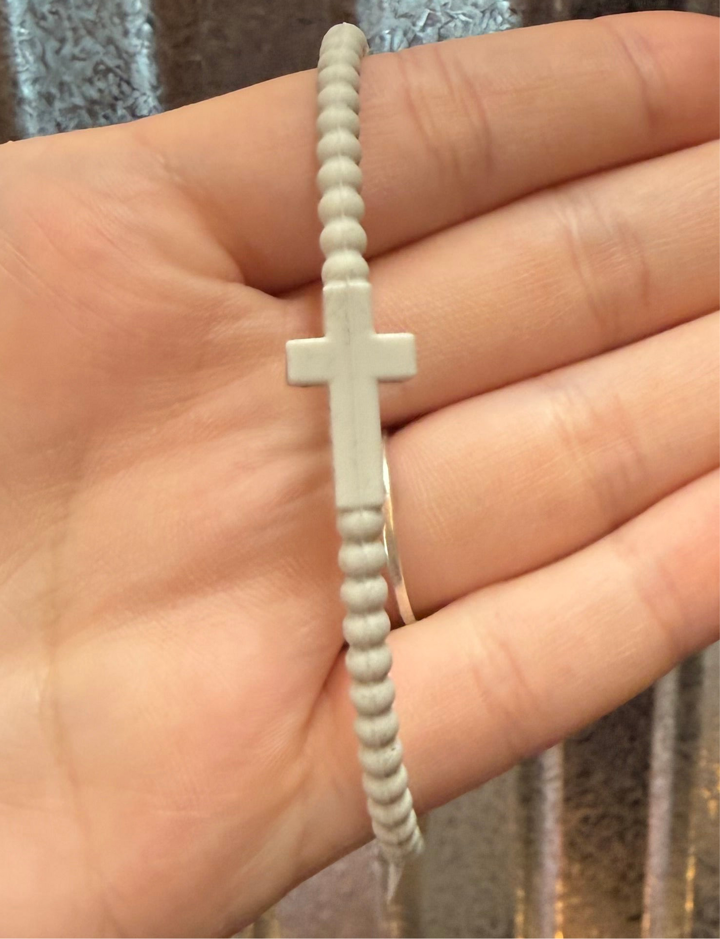 Light Grey Cross Bracelet
