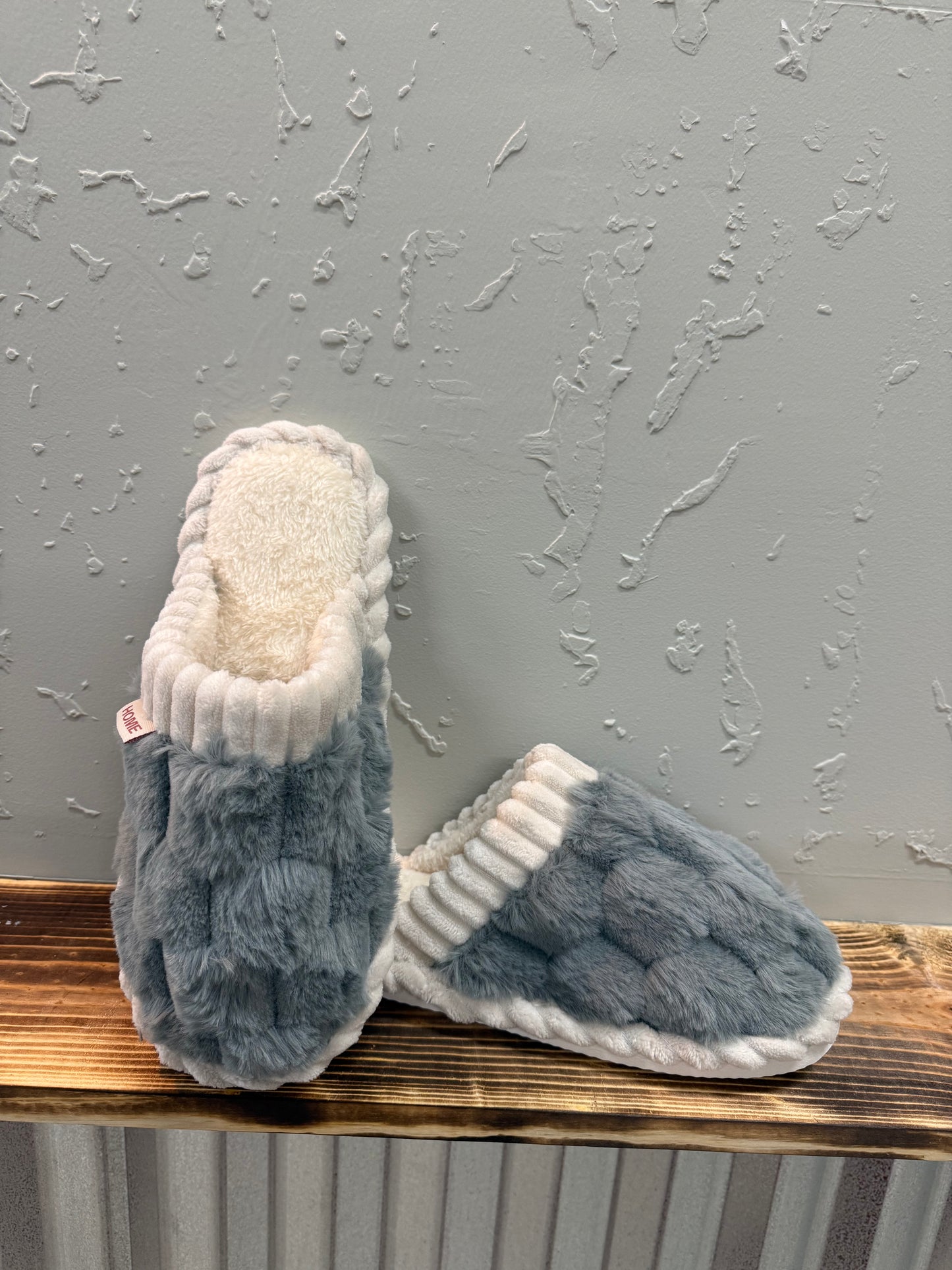 Navy and White Slippers