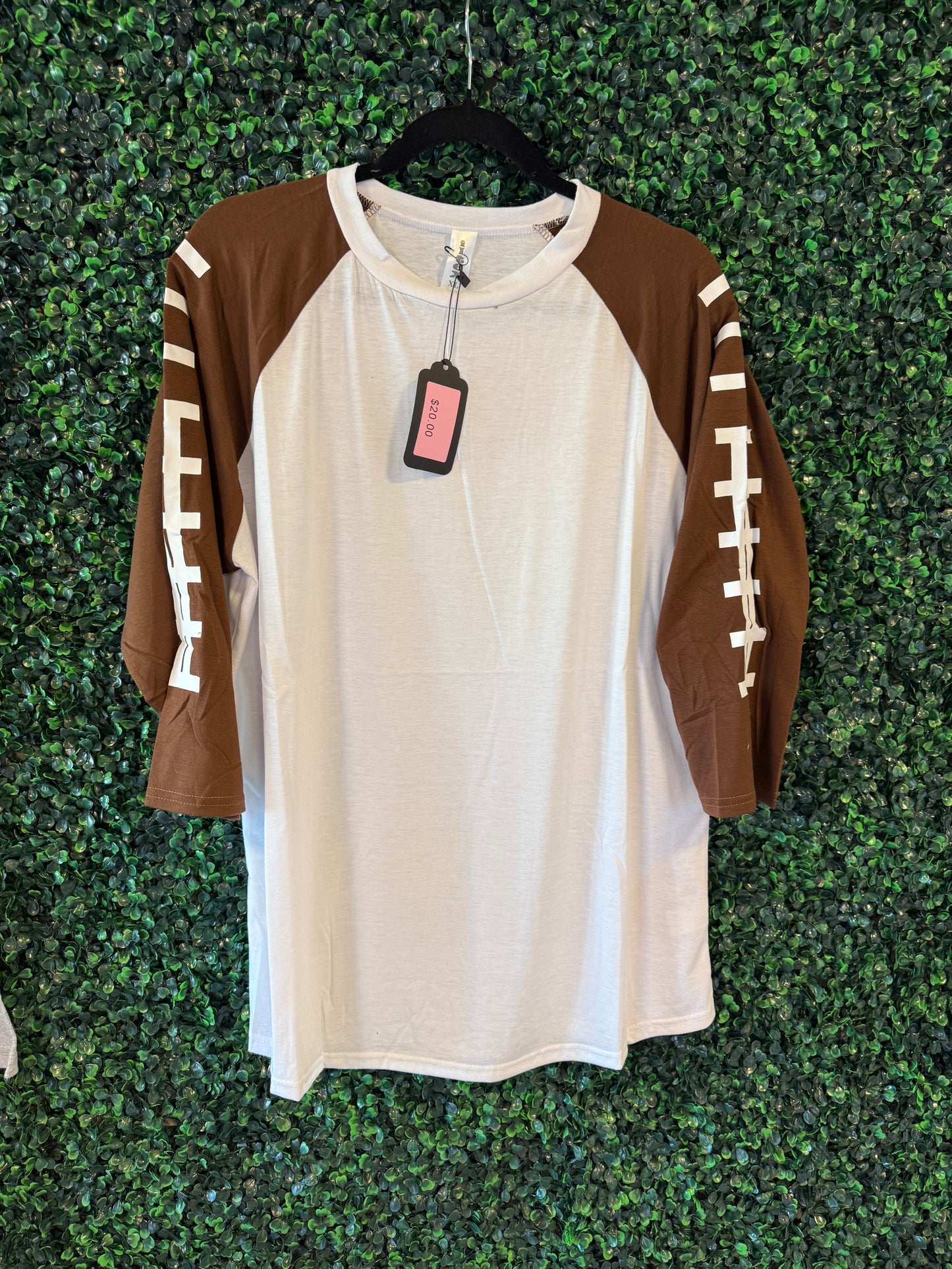 White football 3 quarter Tee
