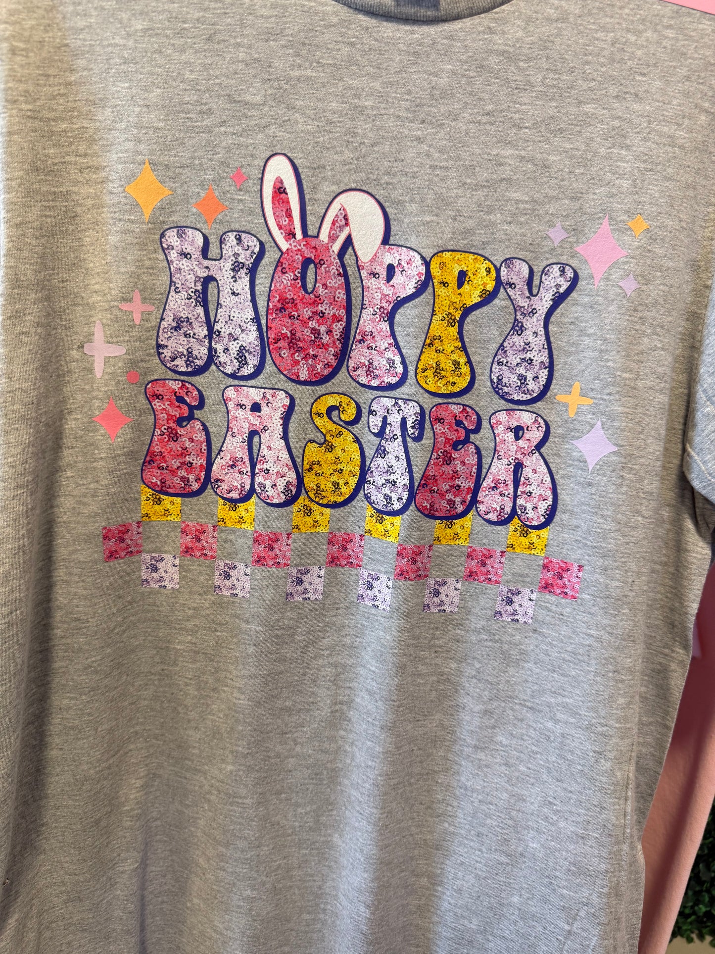 Hoppy Easter Faux Glitter Tee