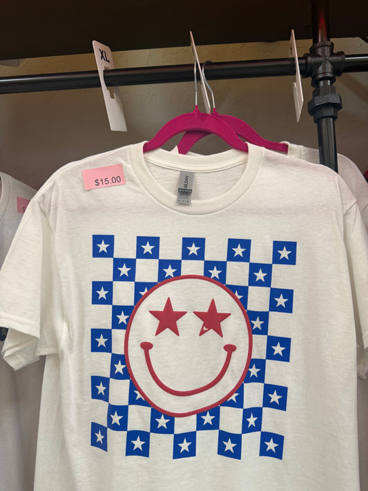 4th of July smiley face Tee