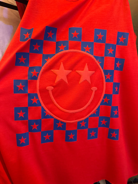 Red Smiley Face Tank