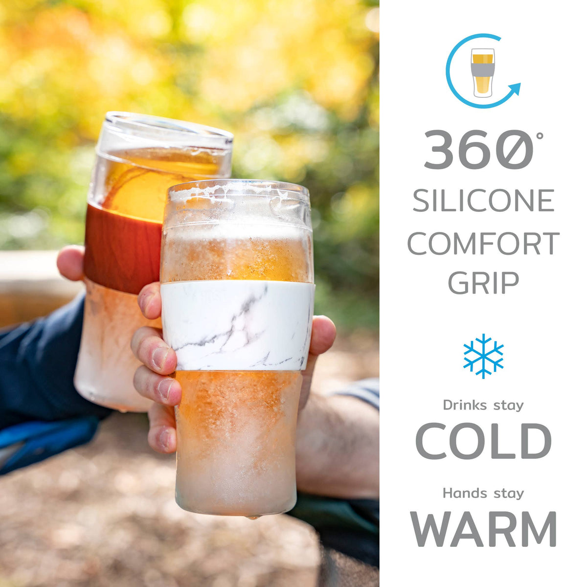 Beer FREEZE™ Cooling Cups with Cooling Gel in Black Set of 2