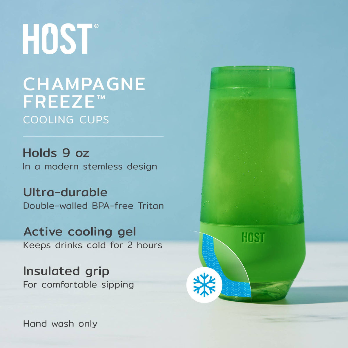 Champagne FREEZE Cooling Cup in Assorted Colors CDU of 12