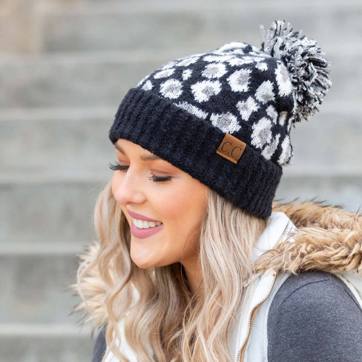 C.C® Leopard Pom Beanie