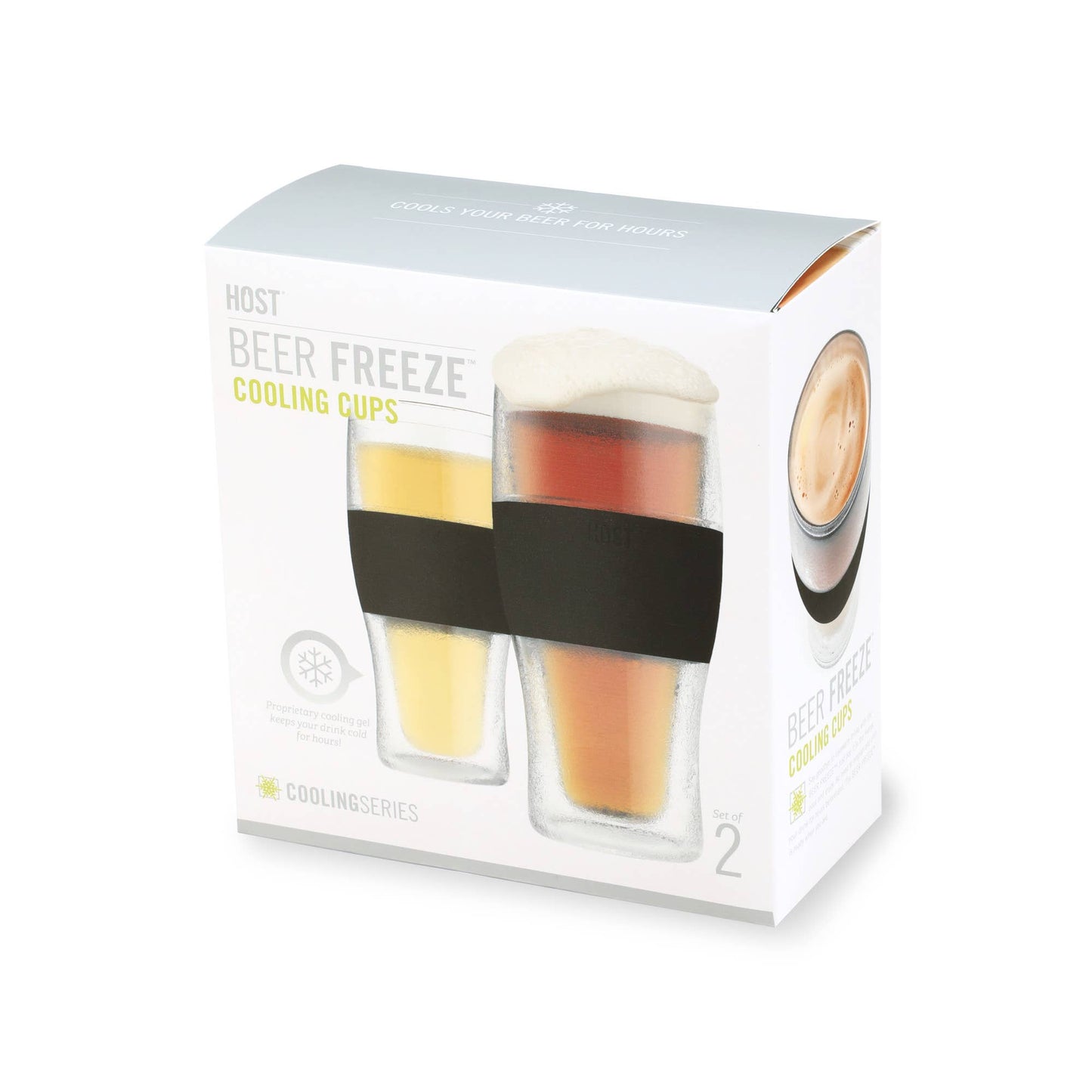Beer FREEZE™ Cooling Cups with Cooling Gel in Black Set of 2