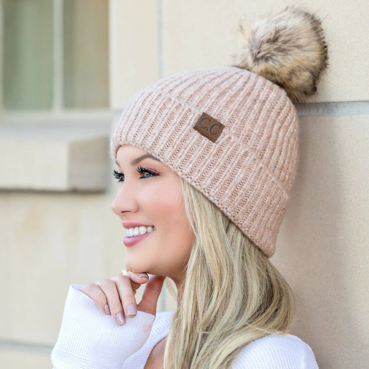 C.C® Cozy Marled Pom Beanie