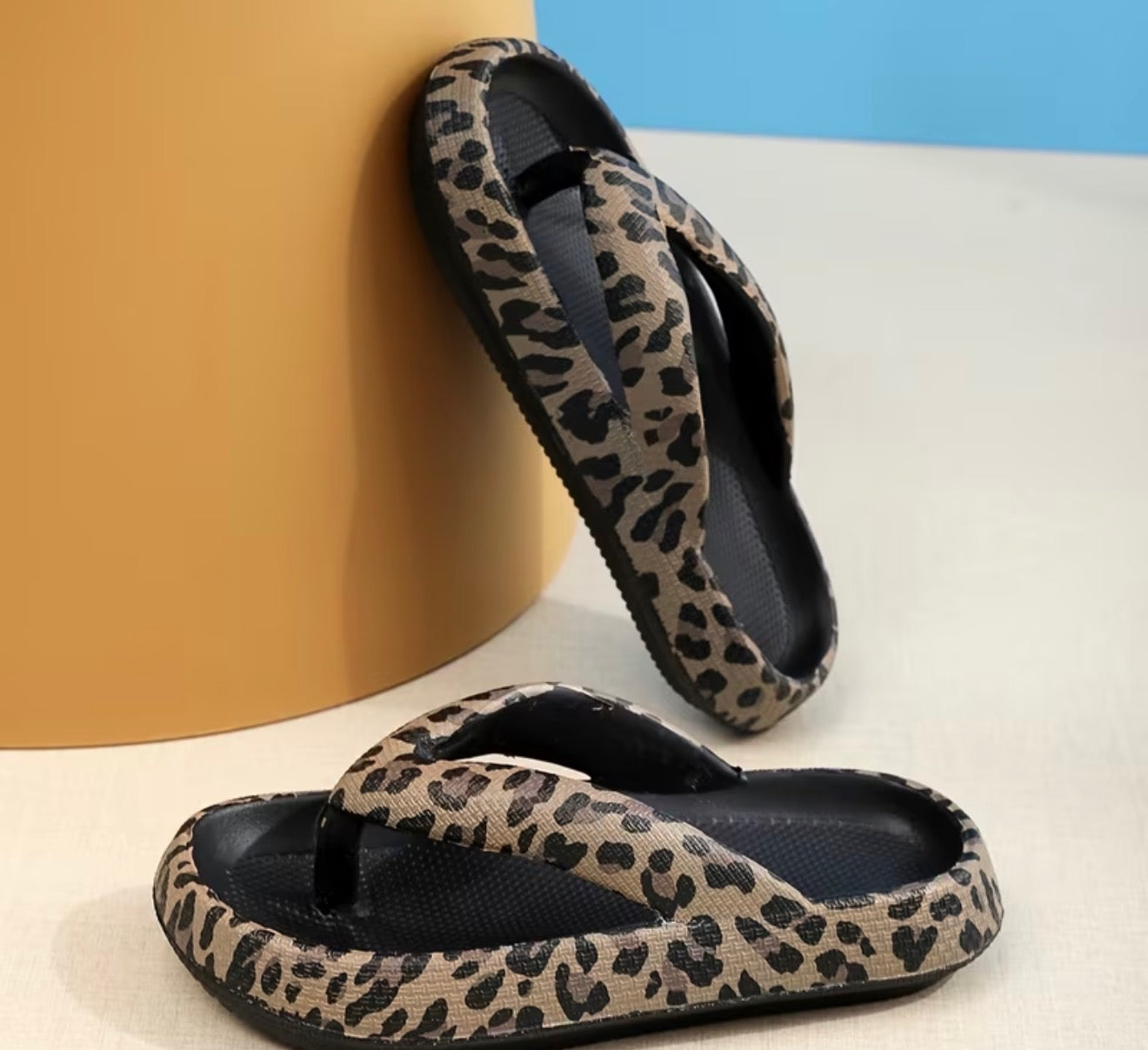 Leopard flip flops