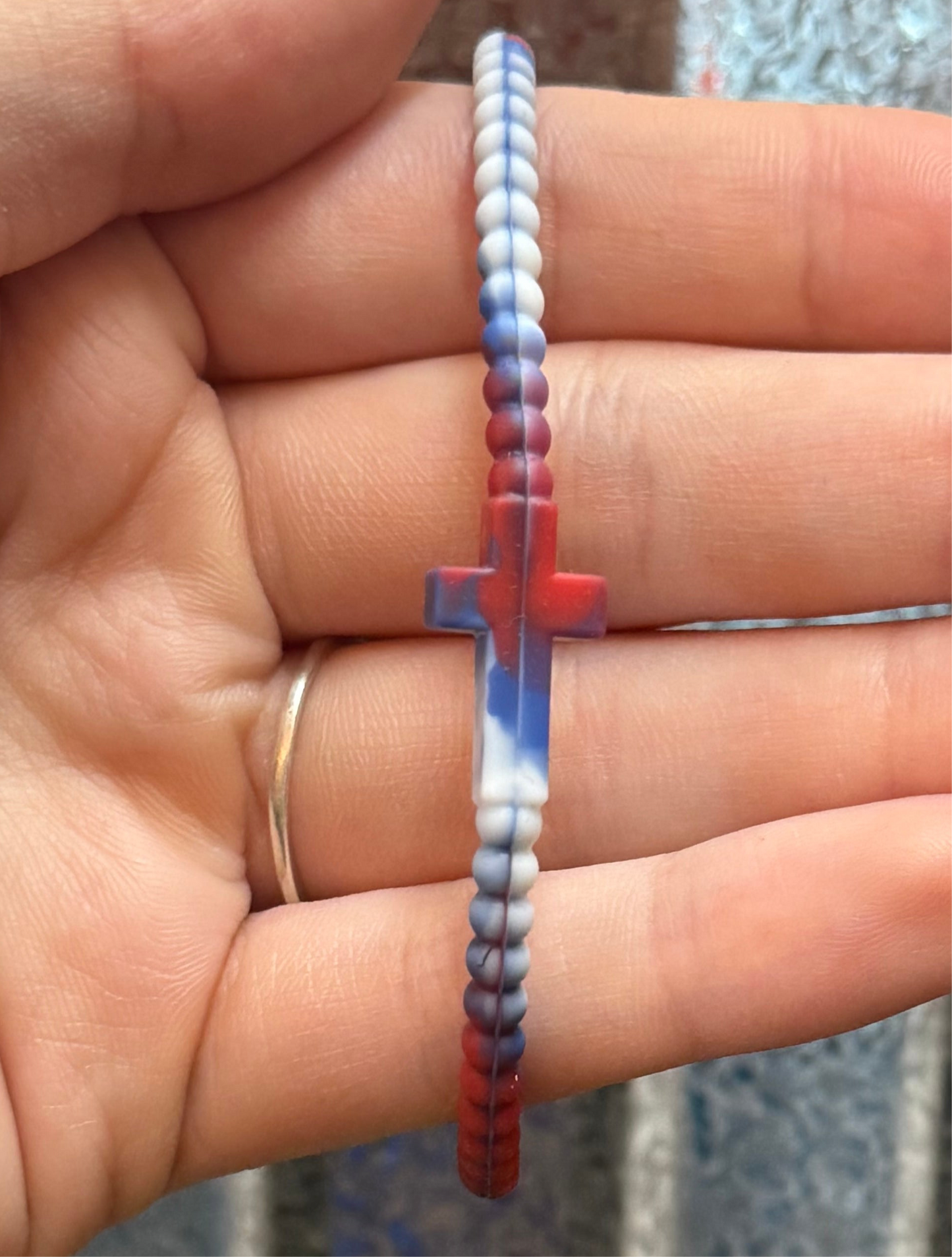Red White and Blue Cross Bracelet