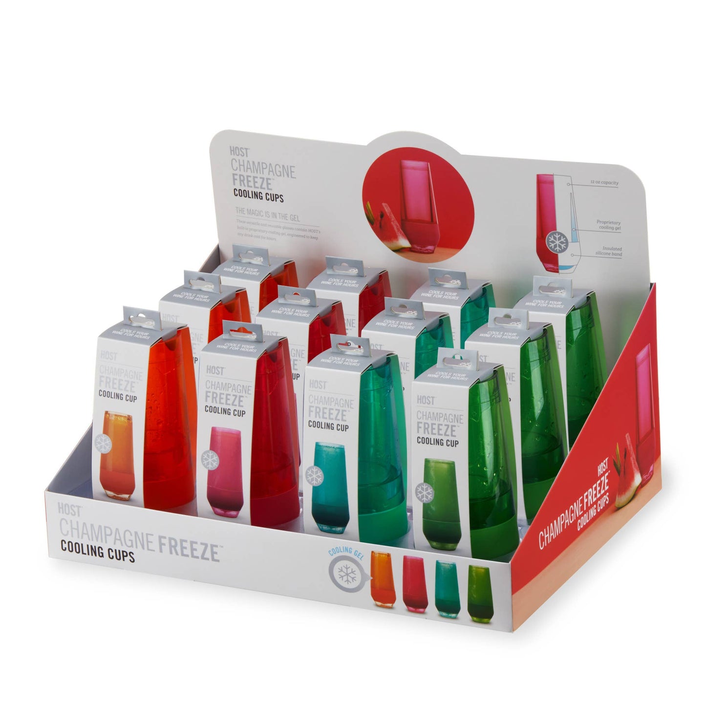 Champagne FREEZE Cooling Cup in Assorted Colors CDU of 12