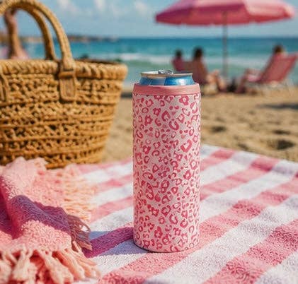 Hard Cooling Can in Pink Leopard