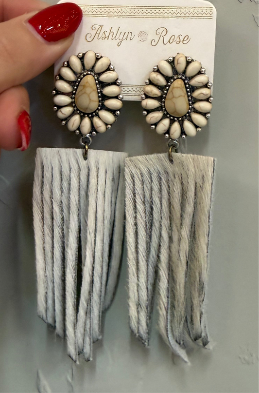 White Leather Earrings