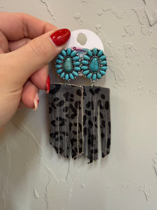 Leopard Leather Earrings