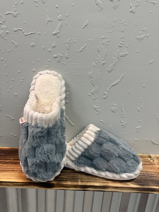 Navy and White Slippers