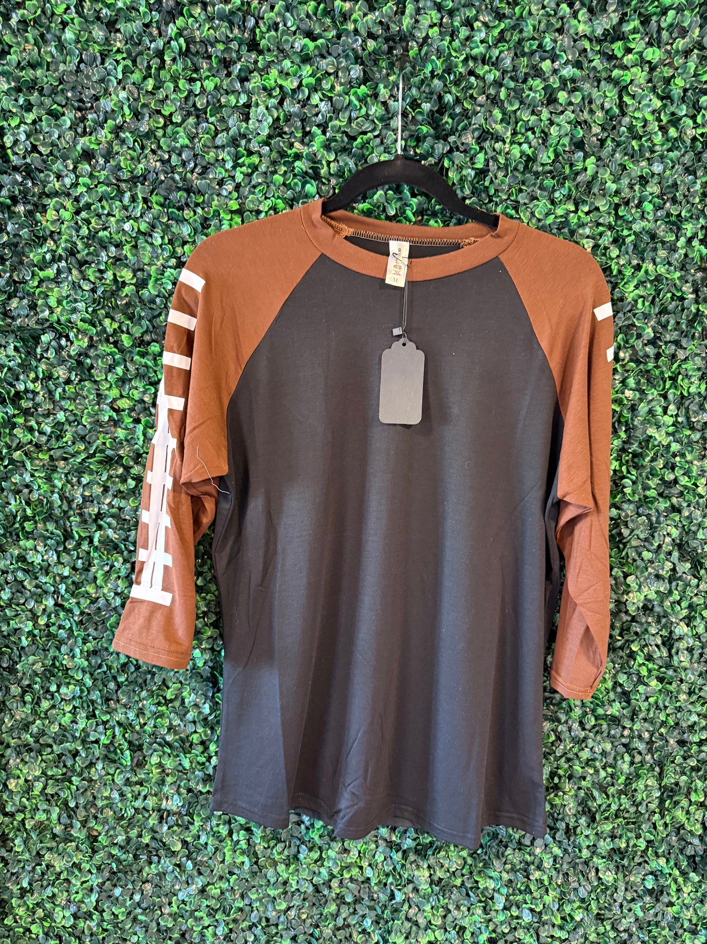 Black football 3 quarter Tee