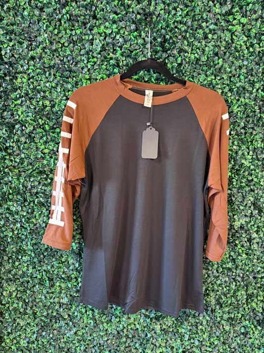 Black football 3 quarter Tee