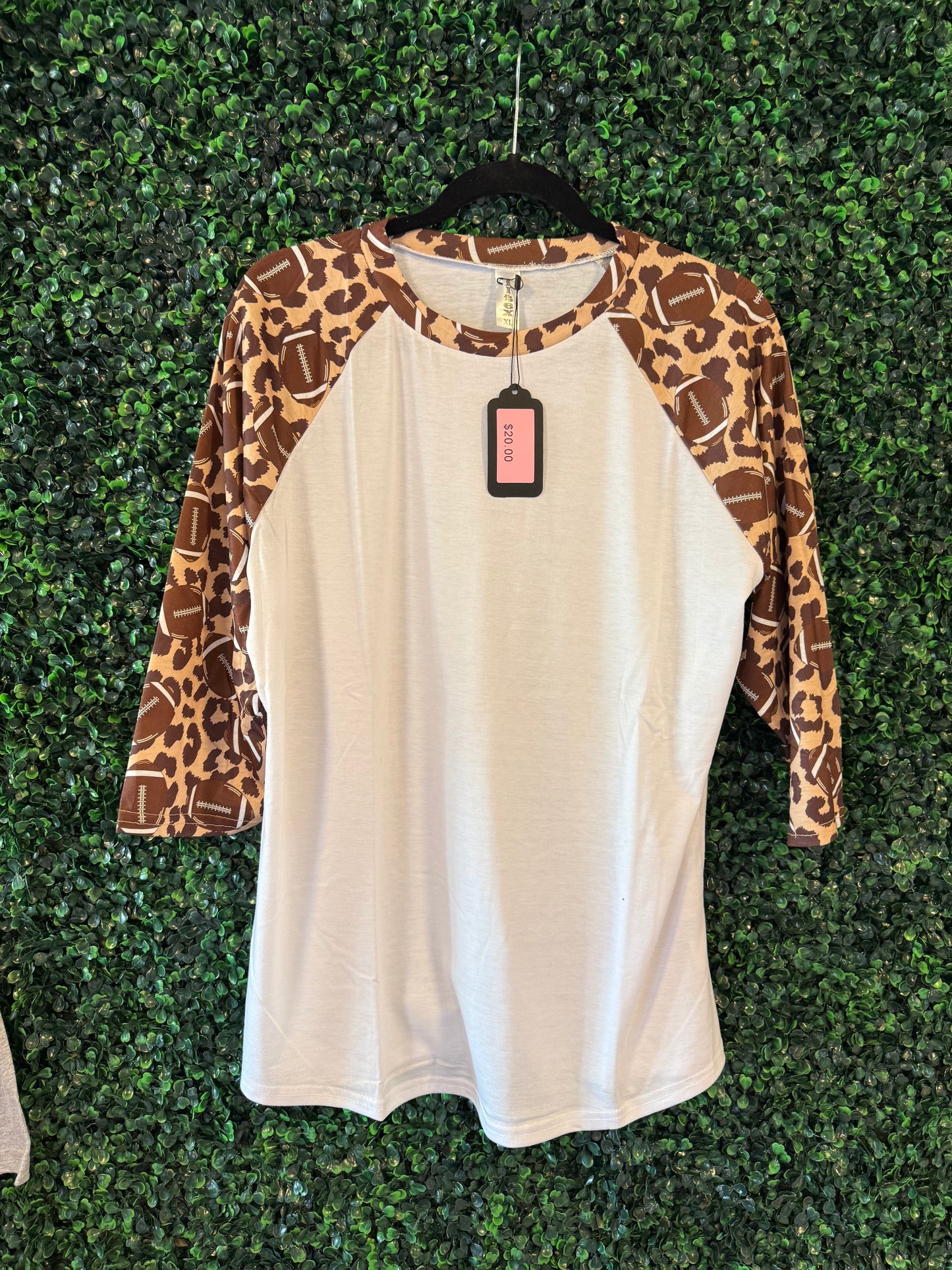 Leopard/football 3 quarter Tee