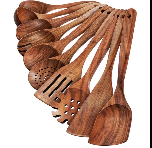 Assorted wooden kitchen utensils
