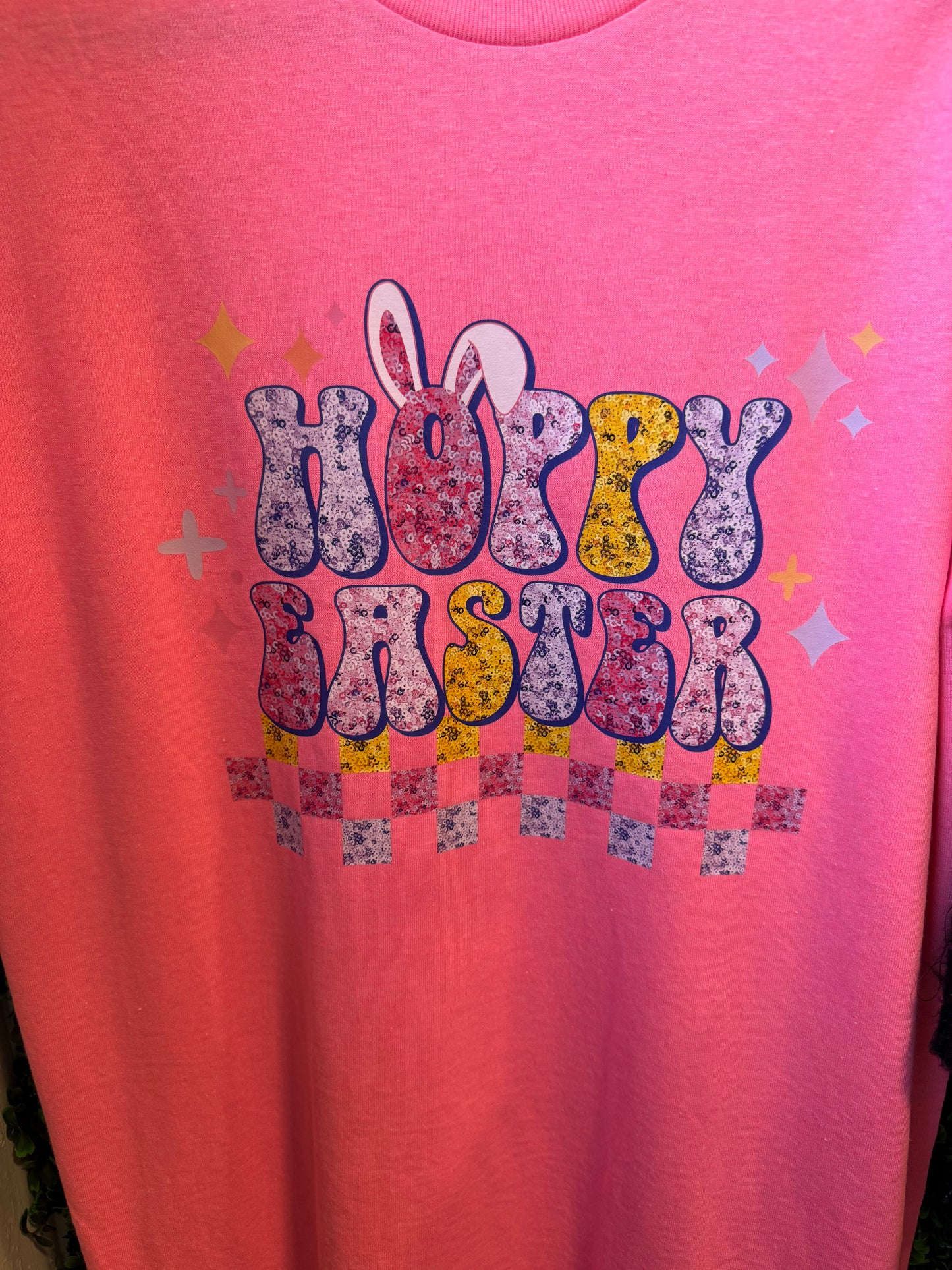 Hoppy Easter Faux Glitter Tee