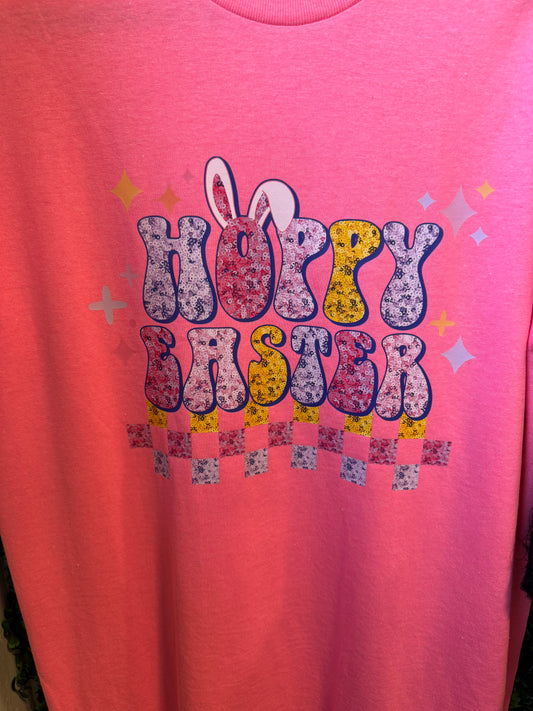 Hoppy Easter Faux Glitter Tee