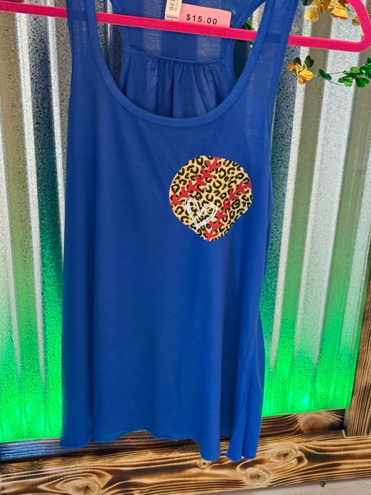 Blue softball tank