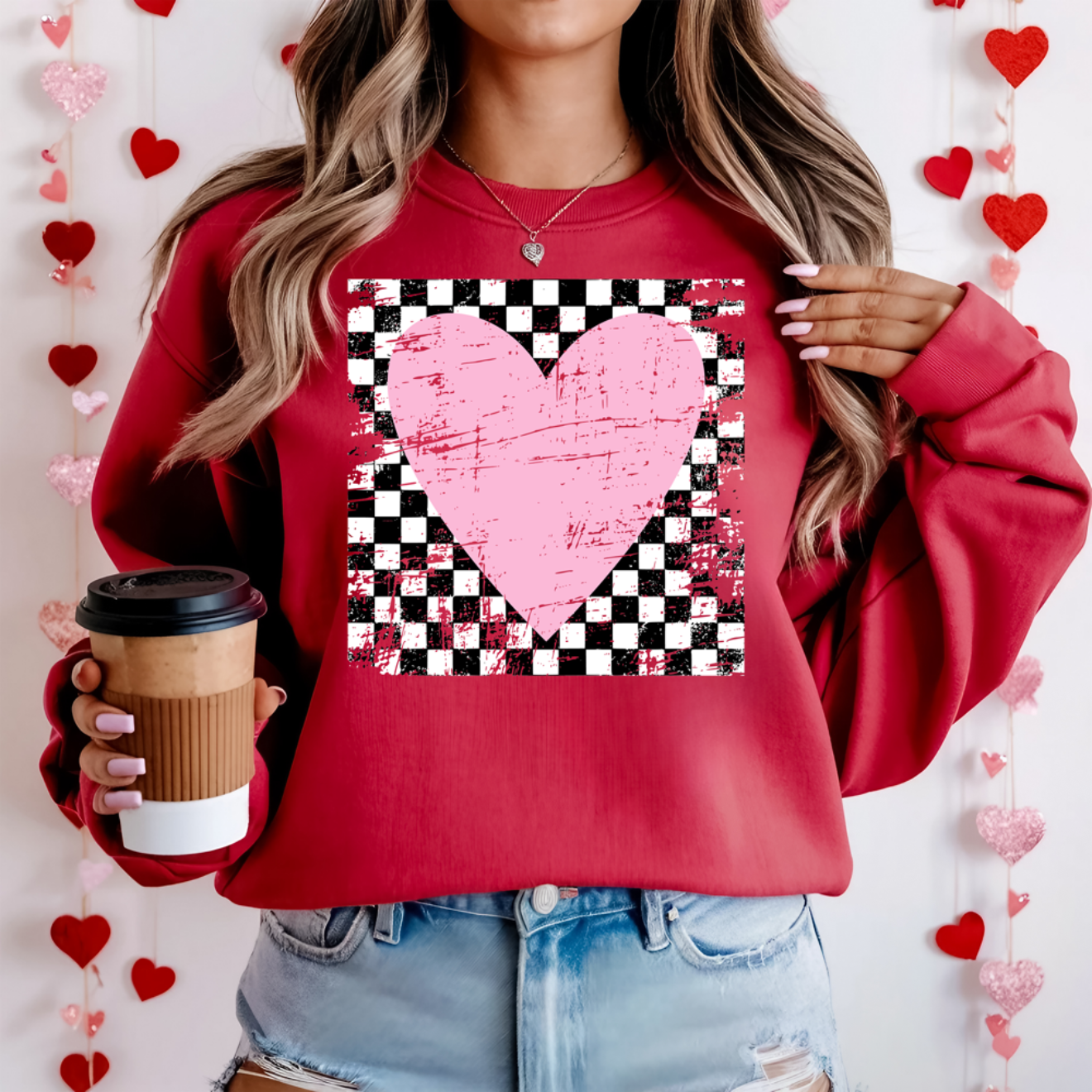Checkered Heart Sweatshirt