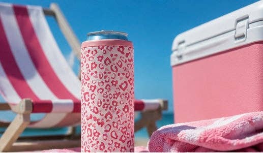 Hard Cooling Can in Pink Leopard