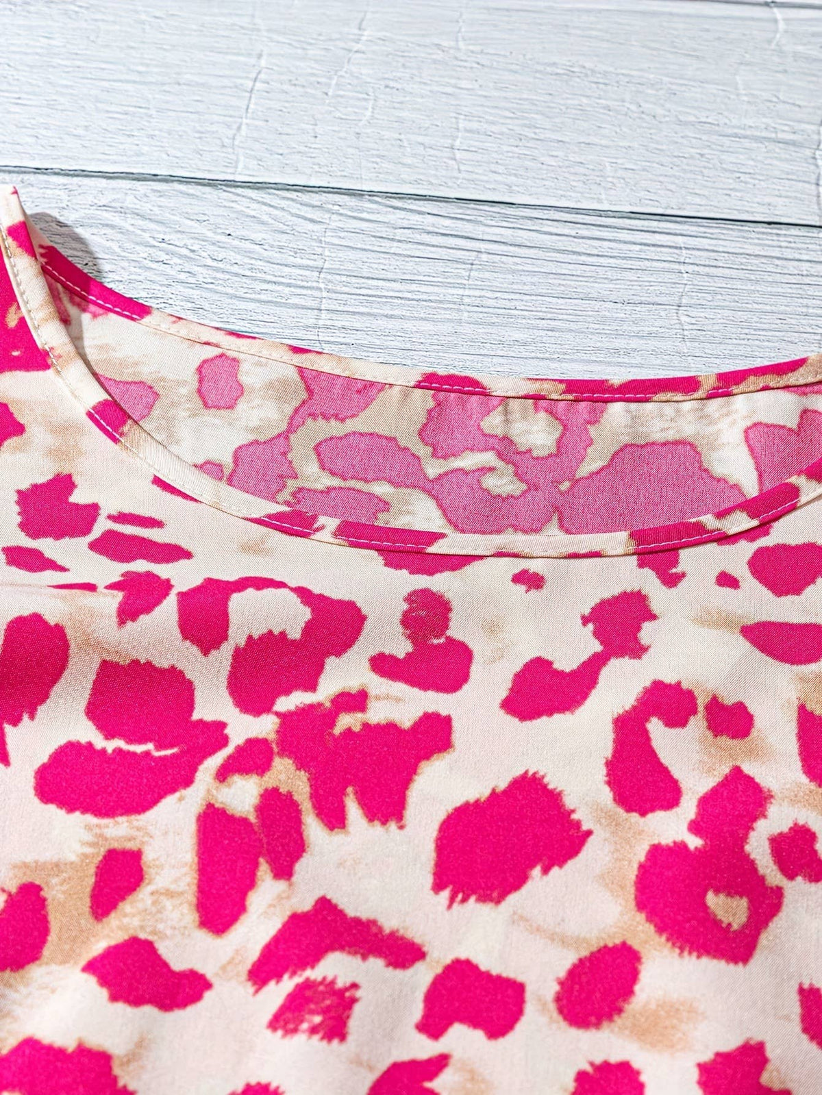 Western Vintage Summer Ruffled Sleeve Leopard Print Top