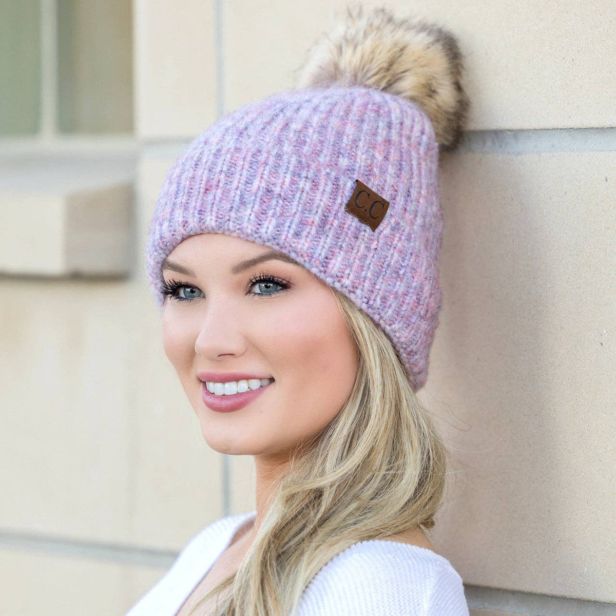 C.C® Cozy Marled Pom Beanie