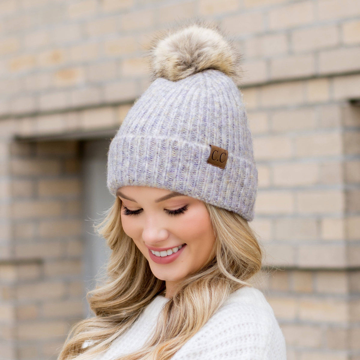 C.C® Cozy Marled Pom Beanie