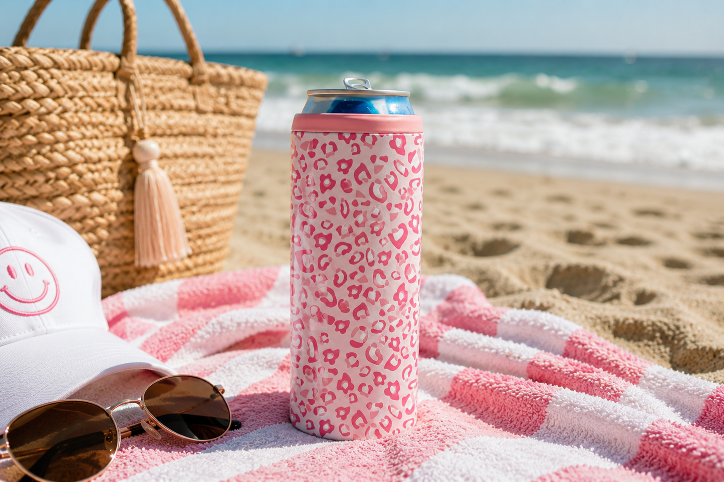 Hard Cooling Can in Pink Leopard