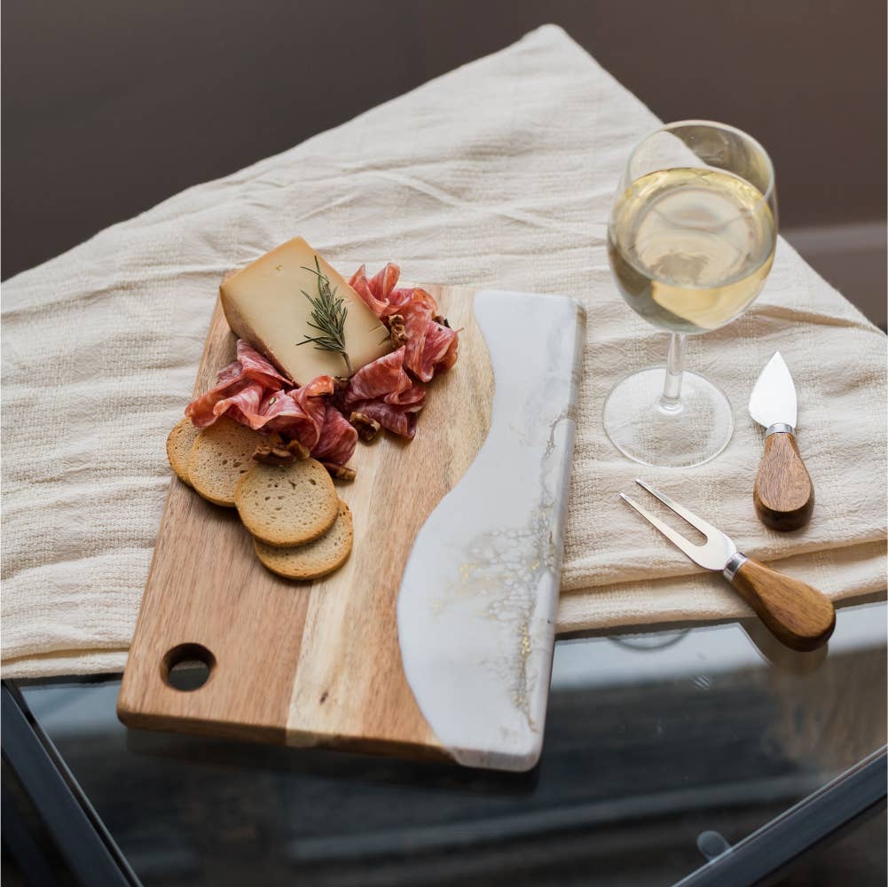 Small Wood Resin Cheese Board/Charcuterie Board