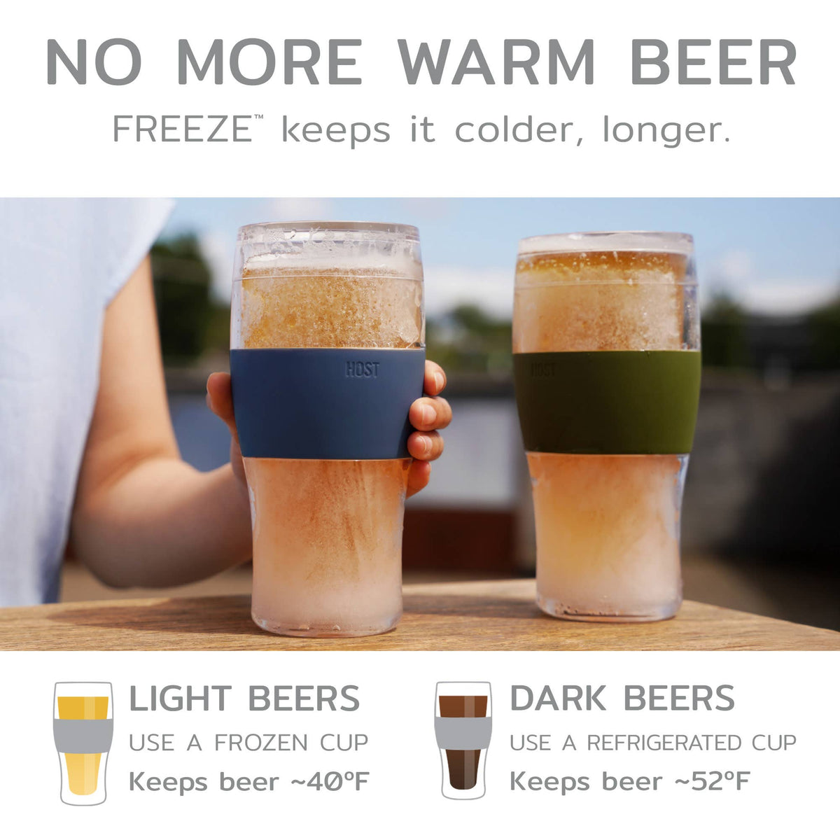 Beer FREEZE™ Cooling Cups with Cooling Gel in Black Set of 2